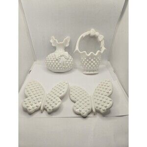 Burwood Plastic Hobnail Milk Glass Style Hanging Wall Pocket Basket, 1984